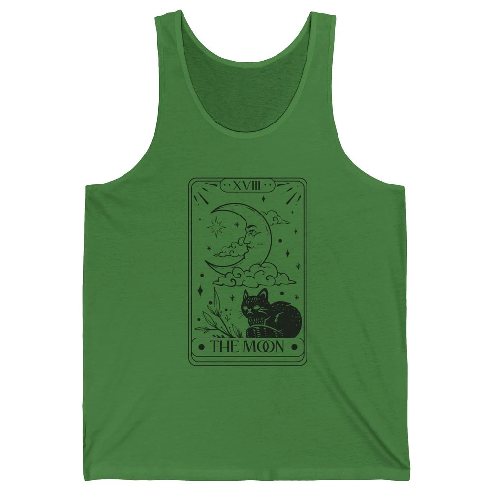 Retro Halloween Cat Witch The Moon Tarot Card Witchcraft Unisex Jersey Tank