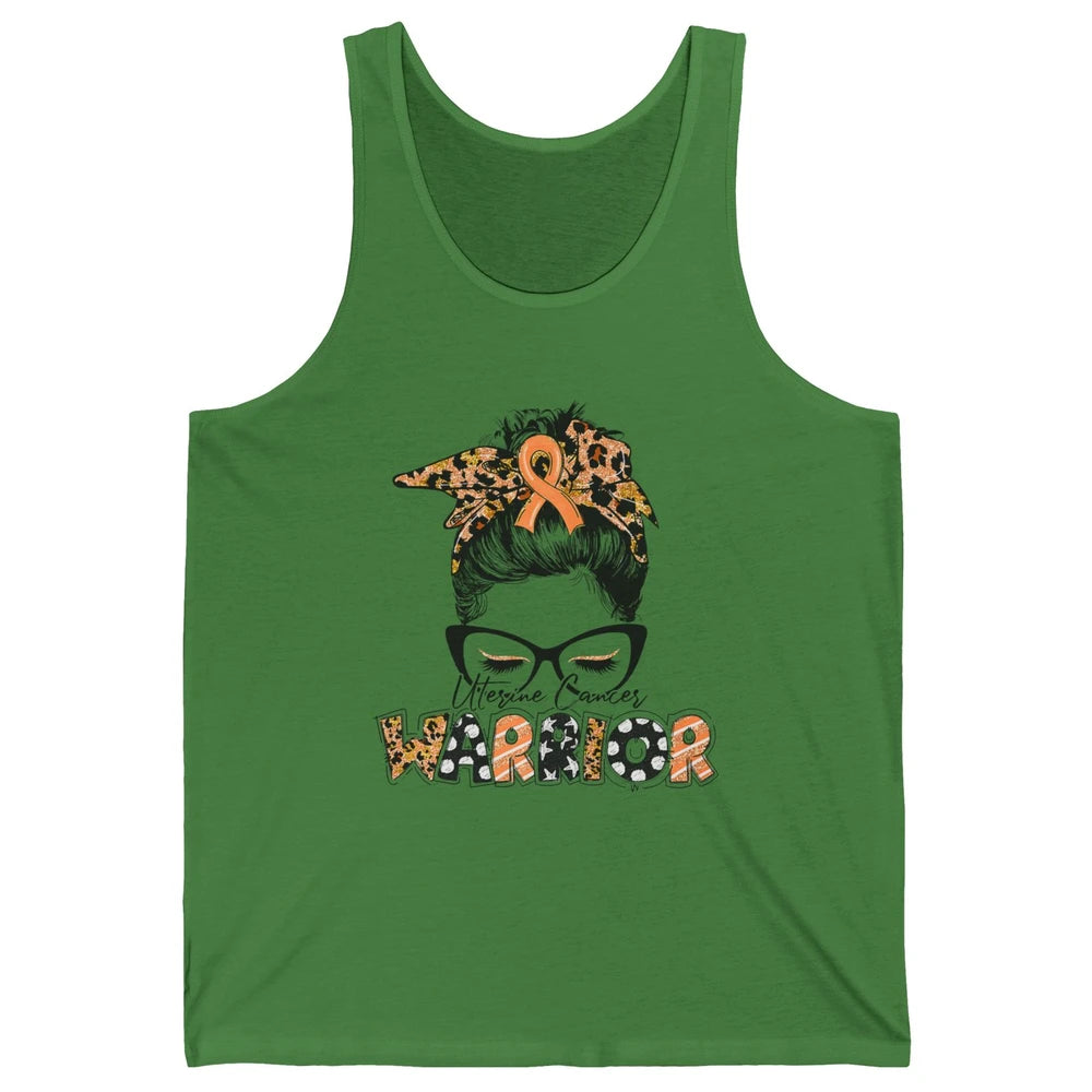 Messy Hair Leopard Woman Warrior Uterine Cancer Awareness Unisex Jersey Tank