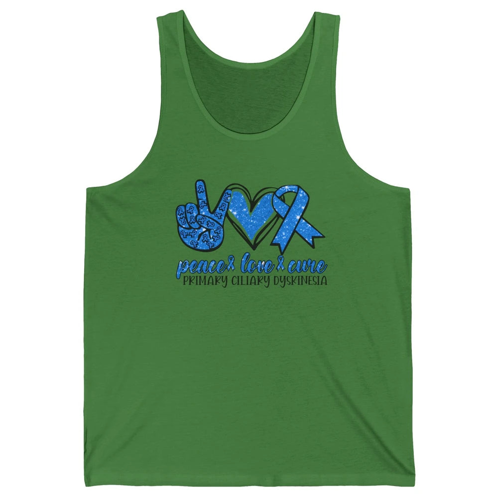 Primary Ciliary Dyskinesia Peace Love Cure Blue Ribbon Unisex Jersey Tank