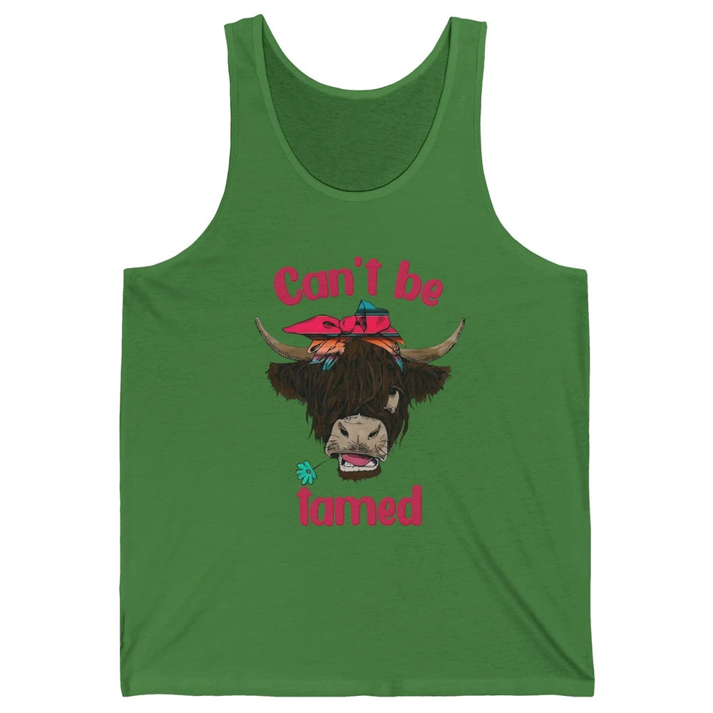 Retro Highland Cow Bandana Can't Be Tamed Western Farm Unisex Jersey Tank