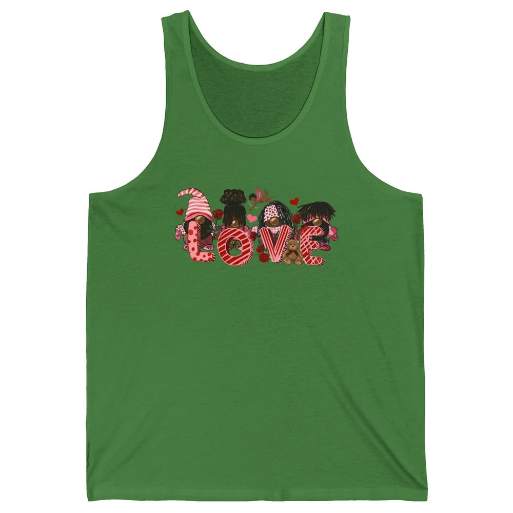 Afro Gnome Love Valentine African American Valentine's Day Unisex Jersey Tank