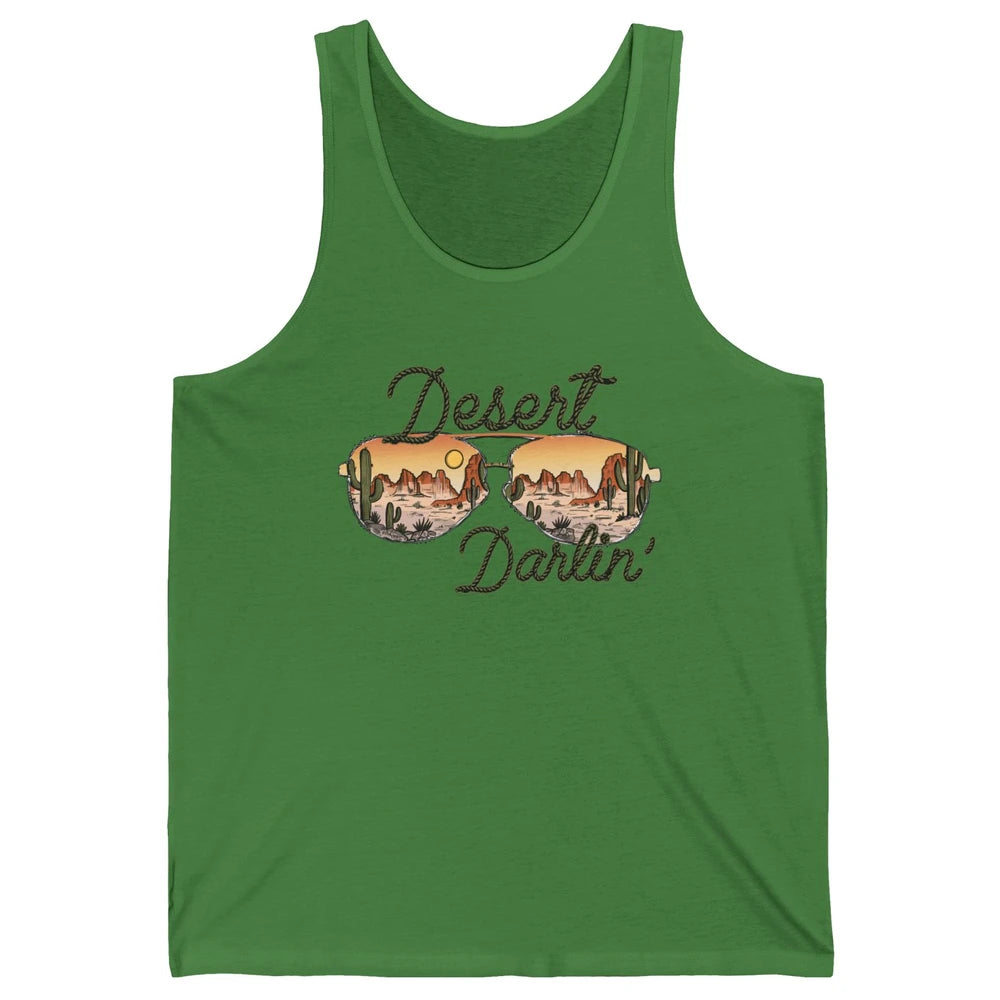 Retro Desert Darling Cactus Glasses Western Country Cowboy Unisex Jersey Tank
