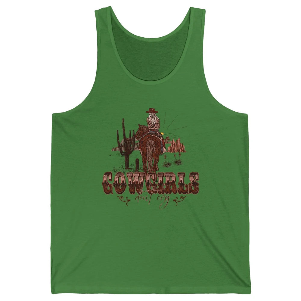 Retro Desert Cactus Cowgirl Don't Cry Western Country Rodeo Unisex Jersey Tank