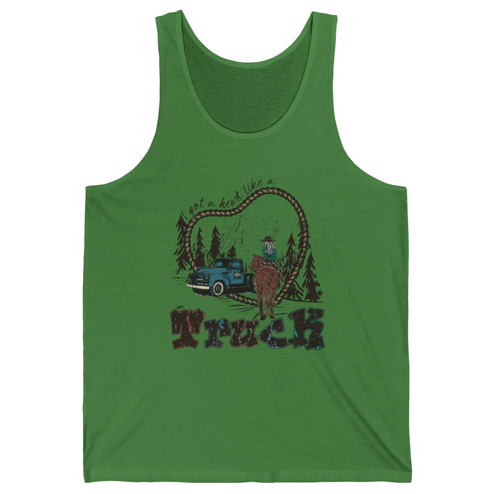 Retro Cowgirl Riding Got A Heart Like Truck Western Country Unisex Jersey Tank