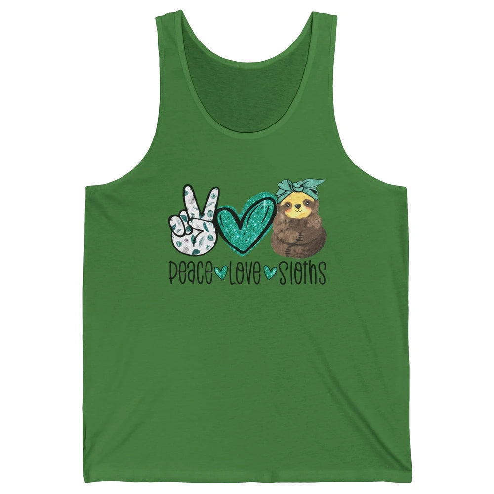 Peace Love Sloths Cute Baby Sloth With Bandana Sloth Lovers Unisex Jersey Tank