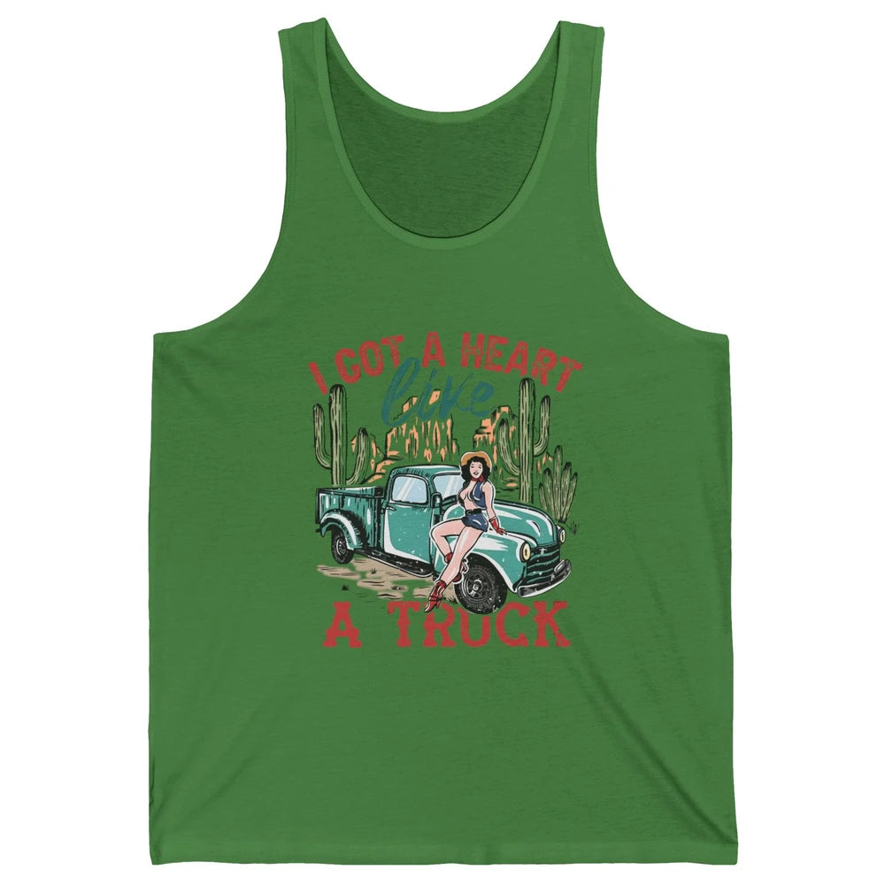 Retro Desert Cowgirl Got A Heart Like Truck Western Country Unisex Jersey Tank