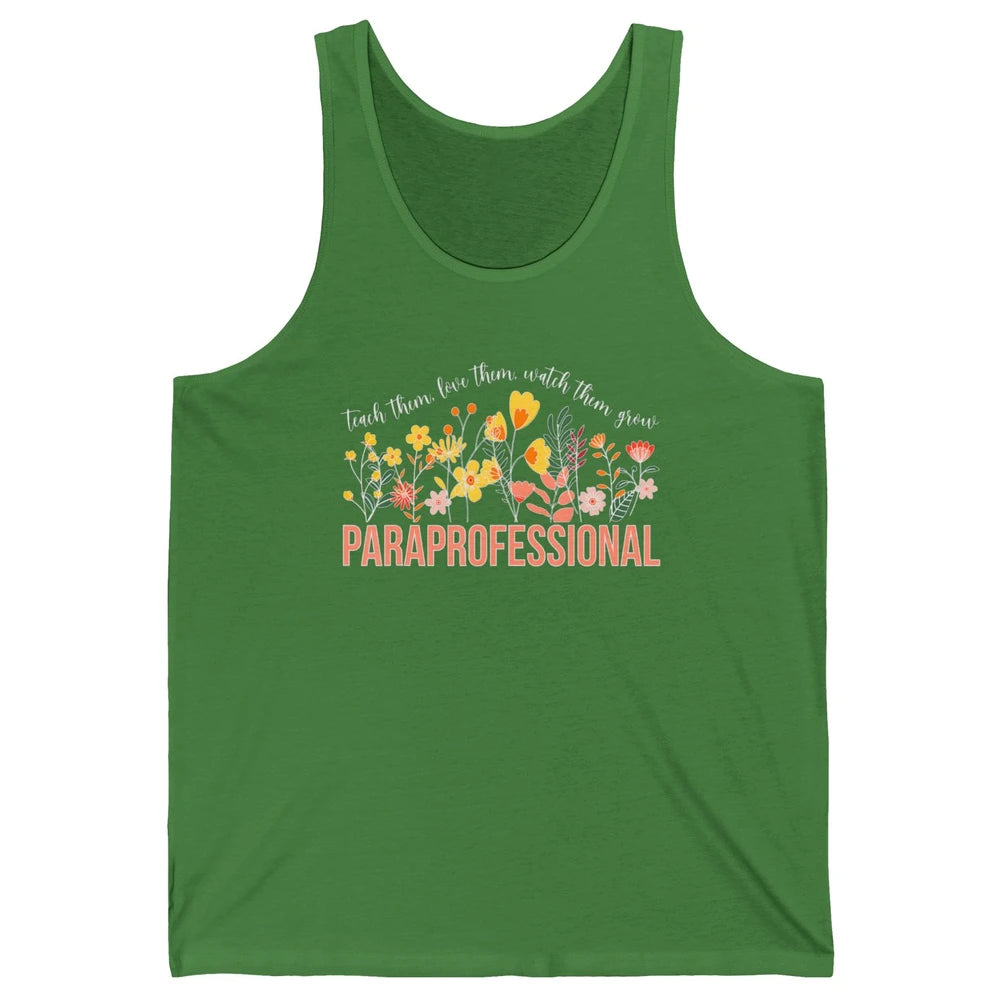Para Teacher Teach Love Student Wildflower Paraprofessional Unisex Jersey Tank