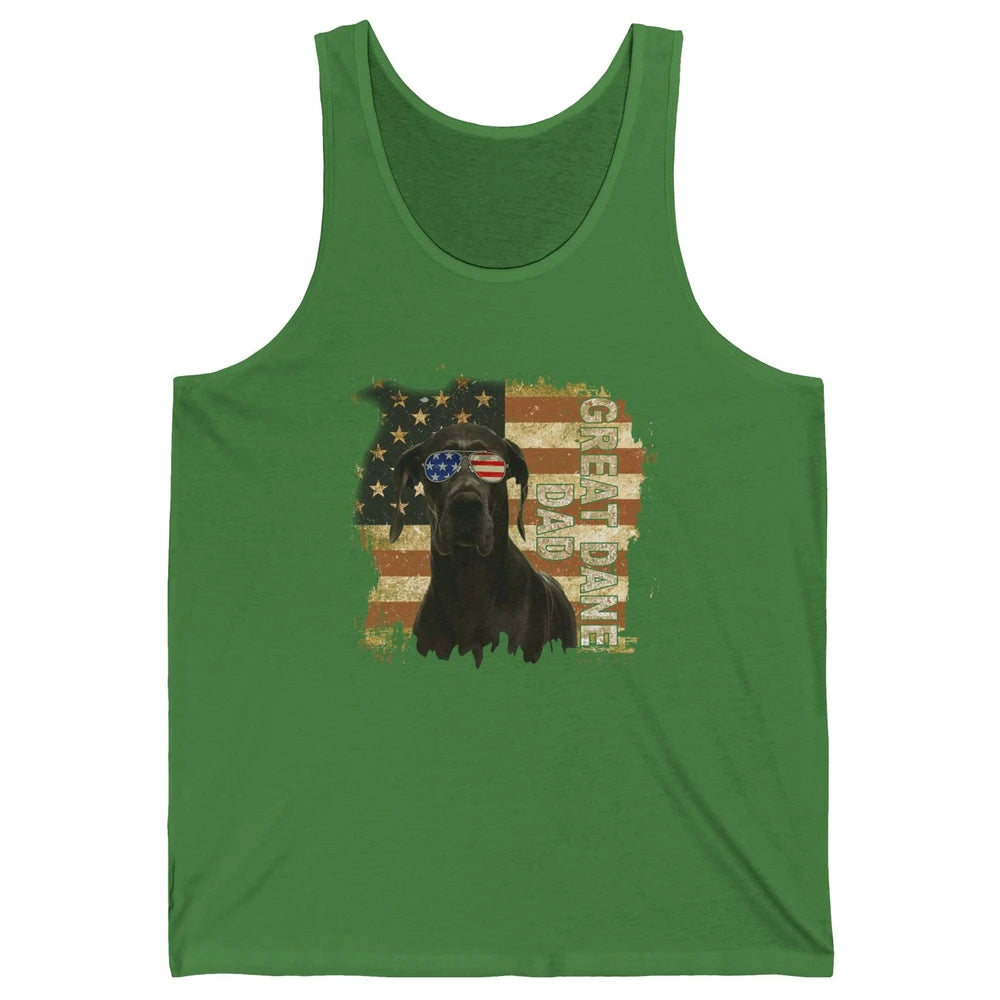 Retro Best Great Dane Dad Ever American Flag 4th Of July Unisex Jersey Tank