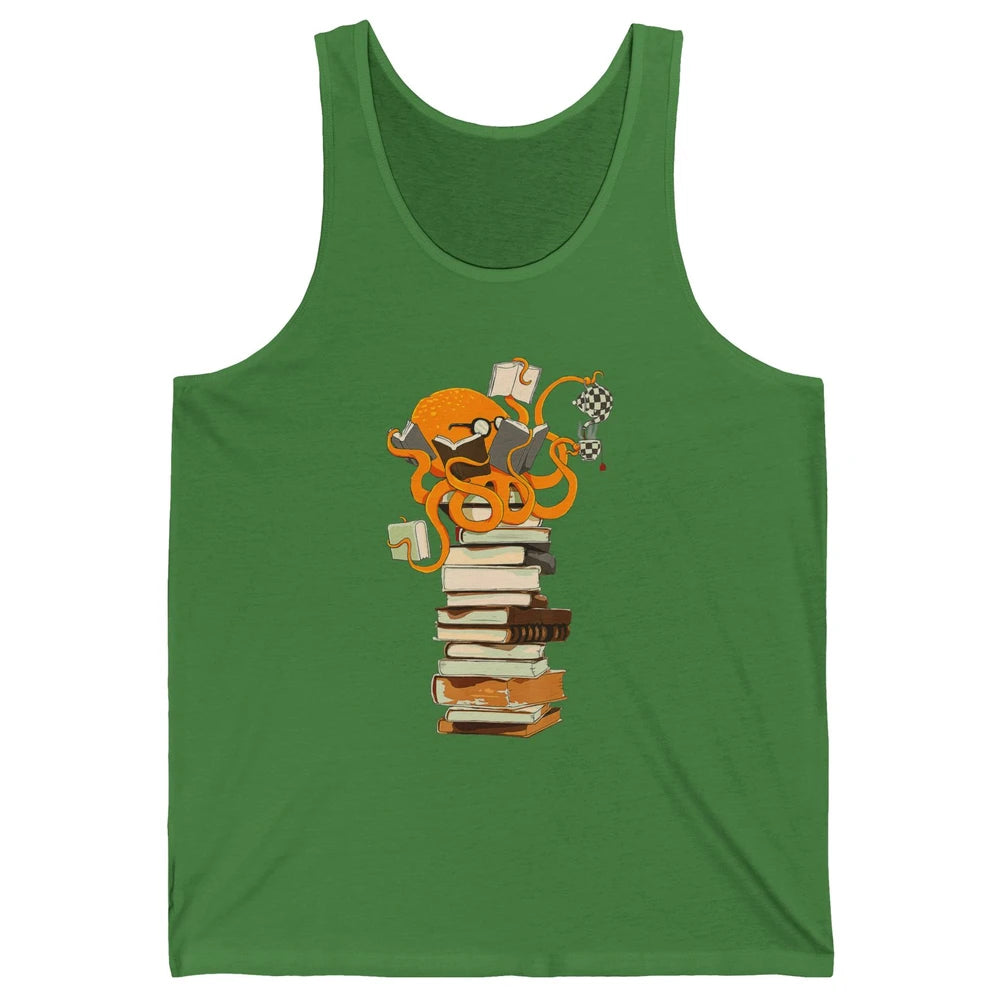 Reading Books Octopus Tea Coffee Sea Animal Marine Bookish Unisex Jersey Tank