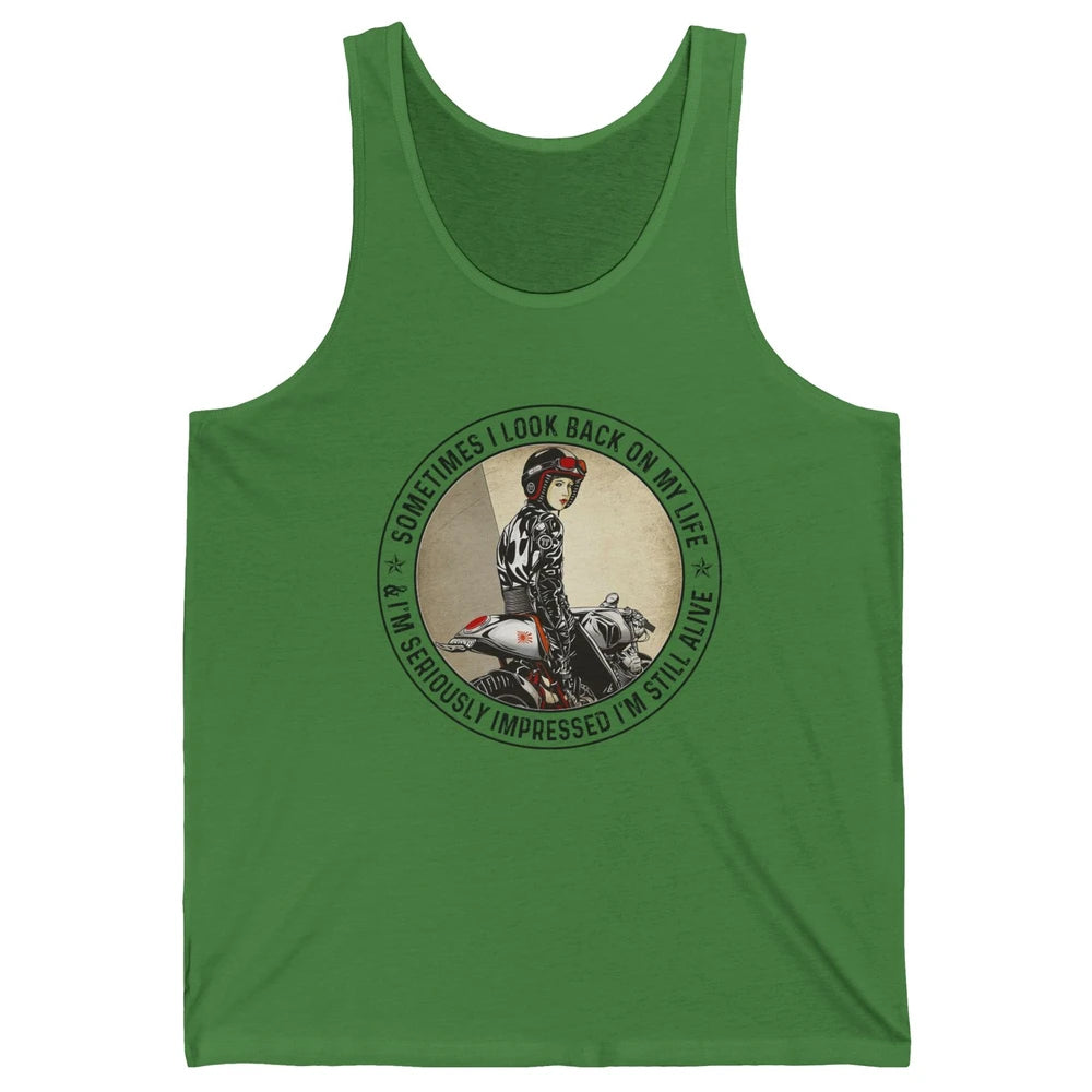 Retro Biker Sometimes I Look Back On My Life Motorcycle Gift Unisex Jersey Tank