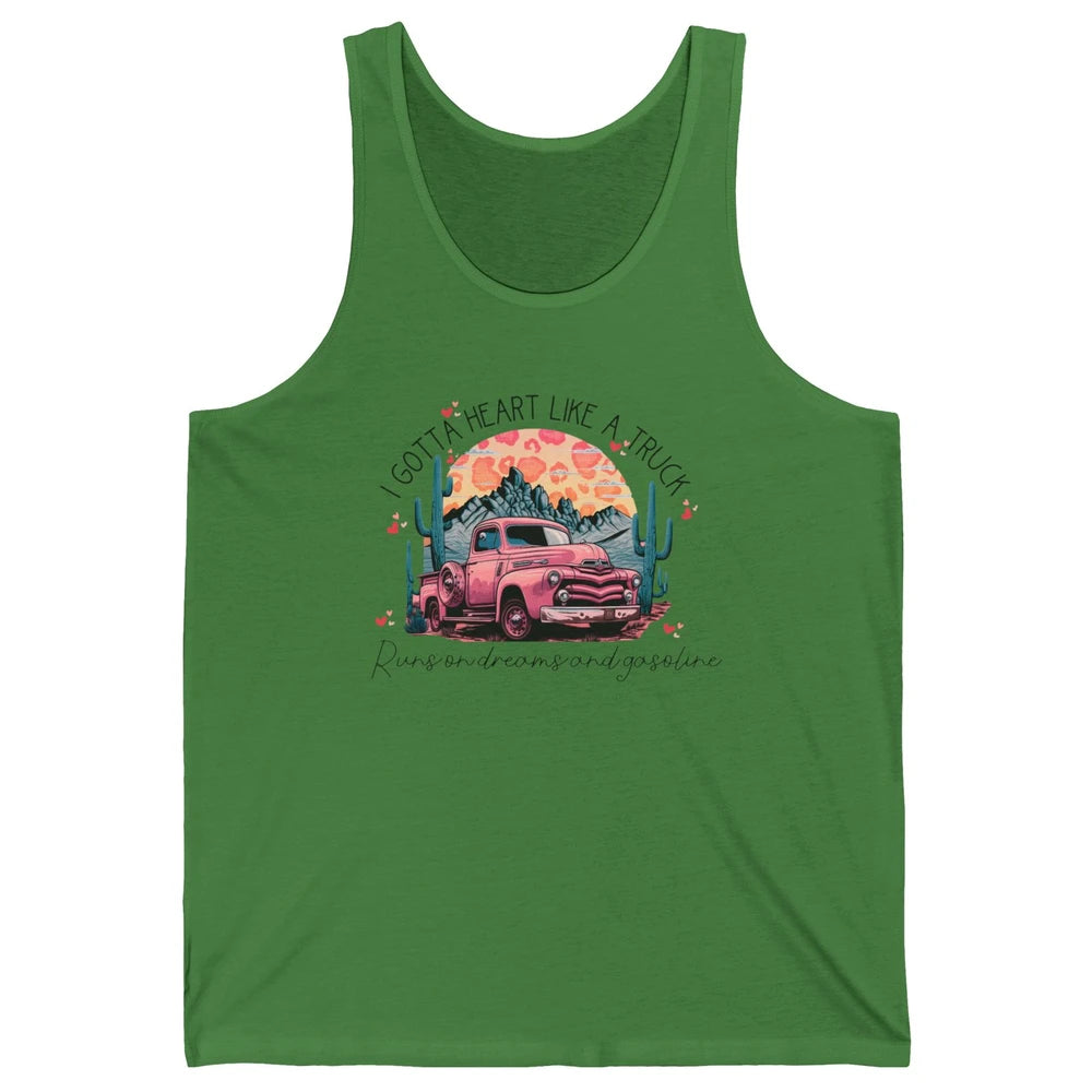 Retro Desert Cactus Got A Heart Like Truck Western Valentine Unisex Jersey Tank