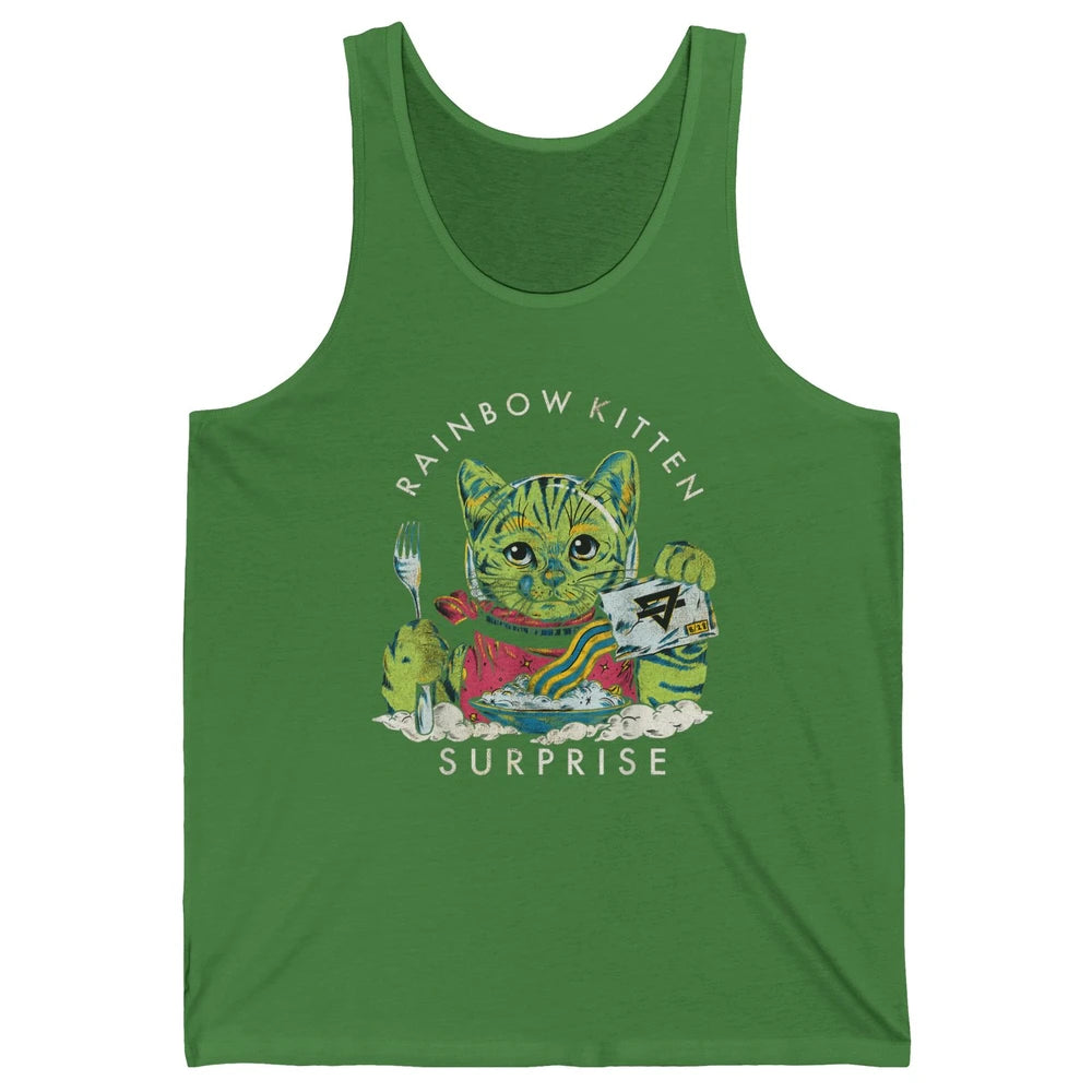 Retro Rainbow Kitten Surprise Gothic Halloween Funny Cat Pet Unisex Jersey Tank