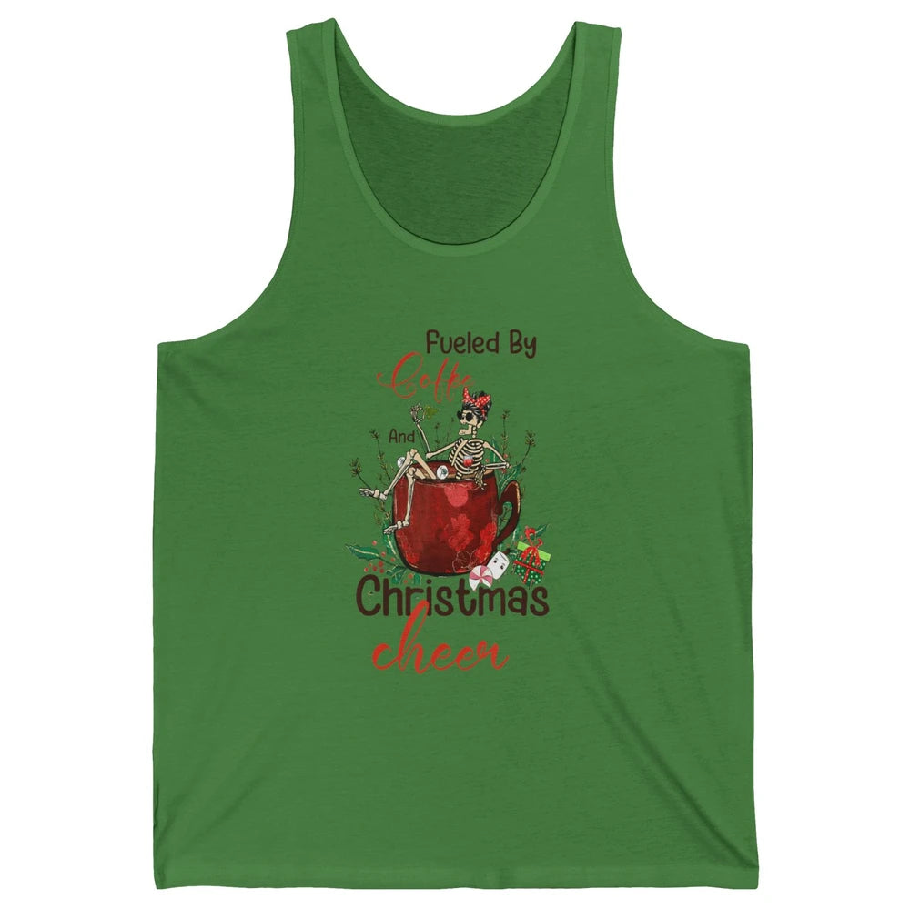 Merry Christmas Skeleton Drink Fueled By Coffee Xmas Latte Unisex Jersey Tank