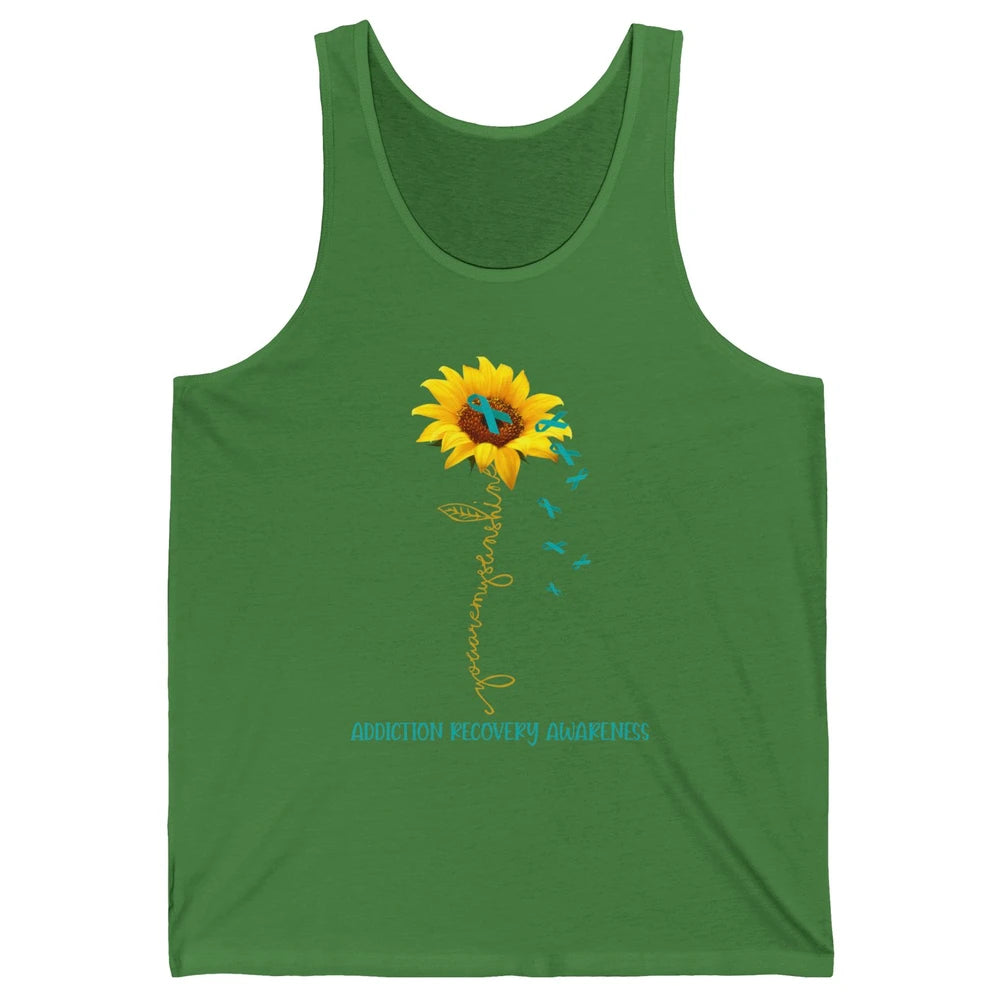 Addiction Recovery Awareness Teal Ribbon Sunflower Unisex Jersey Tank