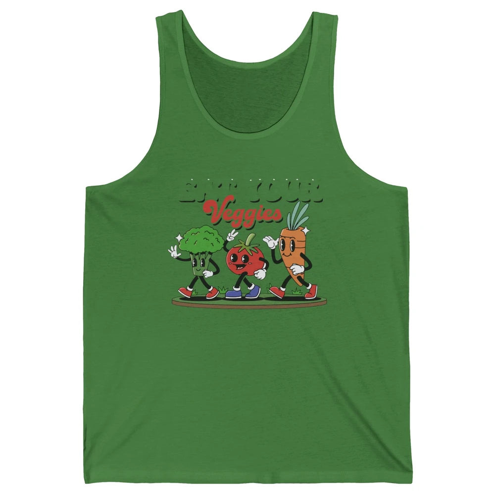 Retro Farm Fruit Eat Your Veggies Gardening Vegan Farmer Unisex Jersey Tank