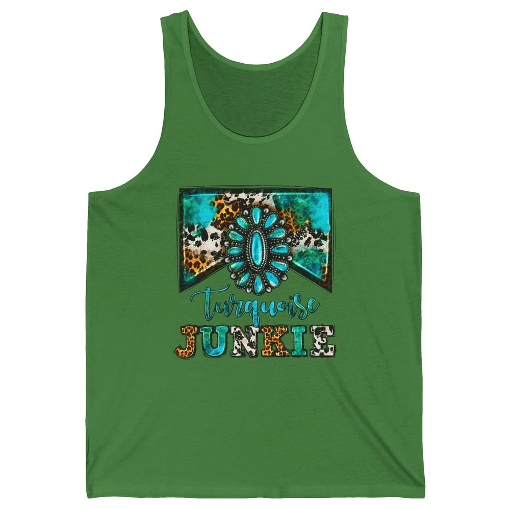 Retro Leopard Turquoise Junkie Gemstone Western Country Unisex Jersey Tank