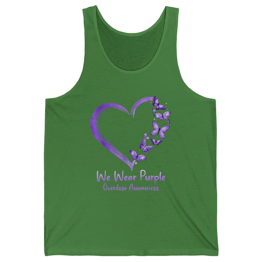 Overdose Awareness Month Love Purple Butterfly Heart Warrior Unisex Jersey Tank