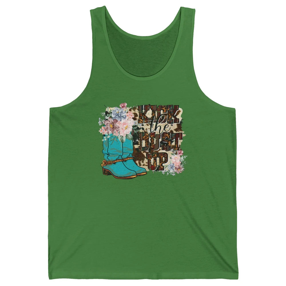 Retro Floral Cowgirl Boot Kick The Dust Up Western Country Unisex Jersey Tank