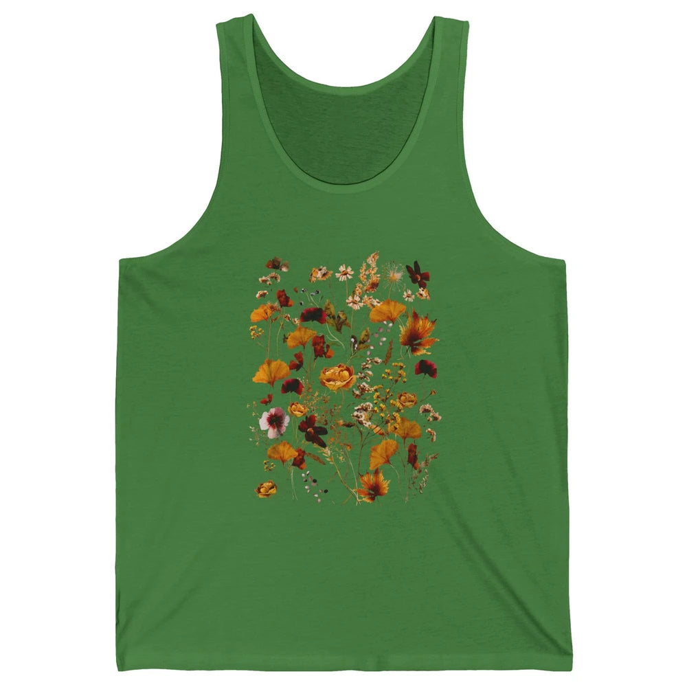 Pressed Flowers Plant Botanical Garden Wildflower Vintage Unisex Jersey Tank