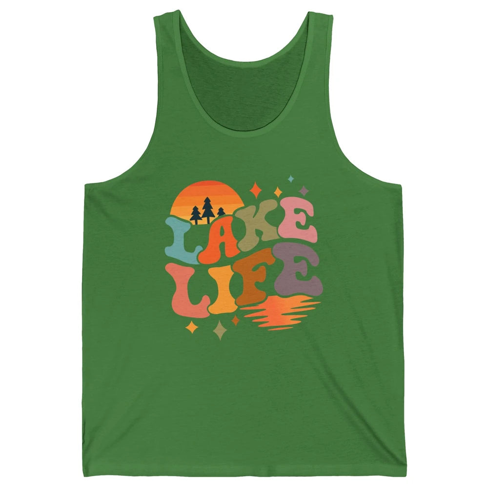 Retro Lake Life Vintage Lake Sunrise Boating Summer Trip Unisex Jersey Tank