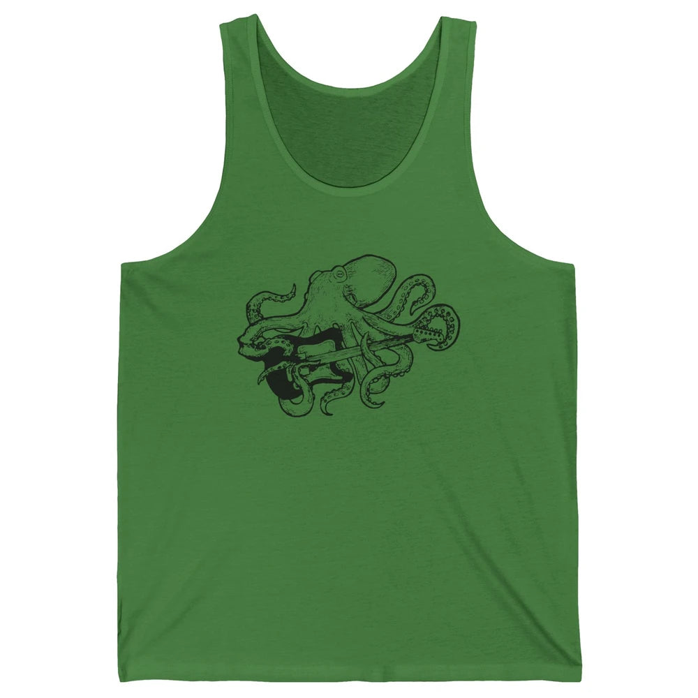 Retro Octopus Electric Guitar Octopus Guitarist Musician Unisex Jersey Tank