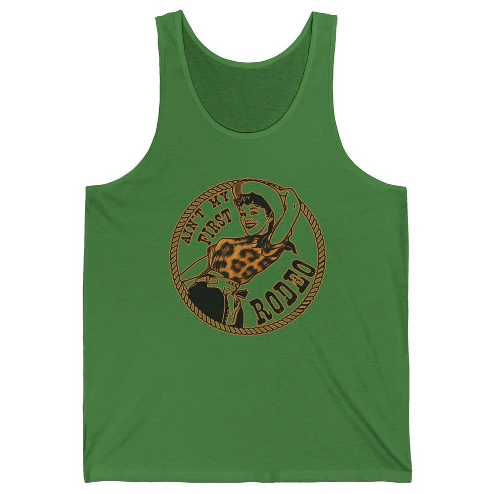 Retro Leopard Cowgirl Ain't My First Rodeo Western Cowboy Unisex Jersey Tank
