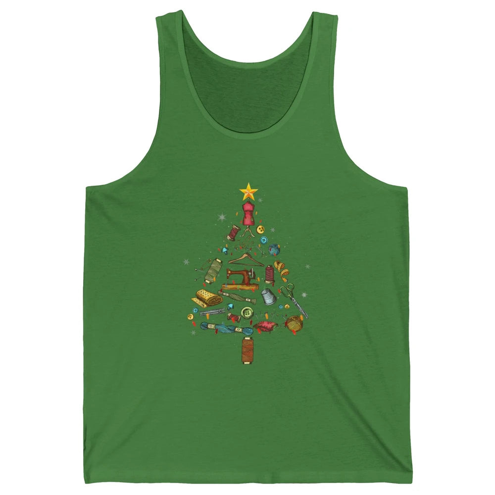 Merry Christmas Sewing Yarn Quilting Xmas Tree Sew Machine Unisex Jersey Tank