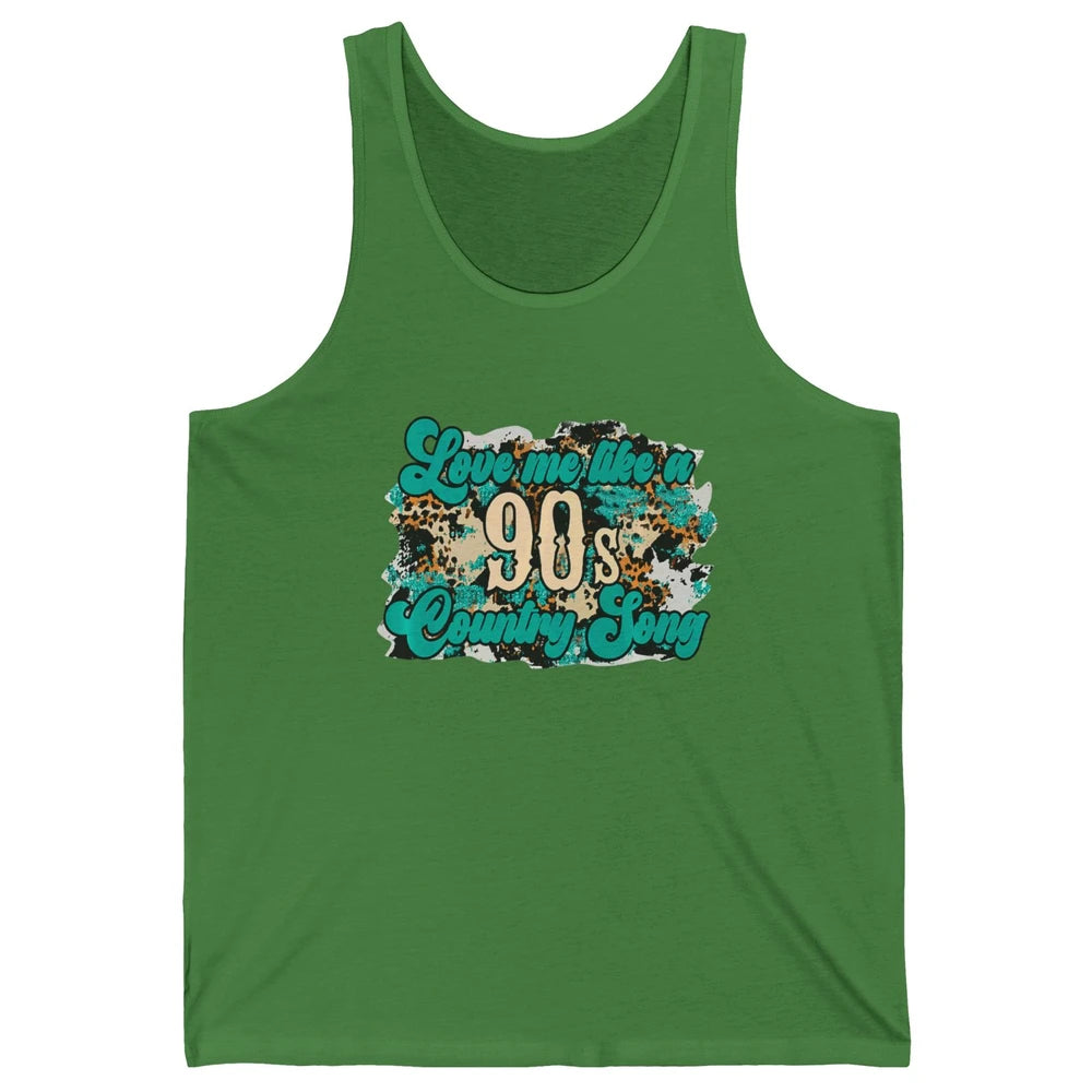Retro Leopard Love Me Like 90s Song Texas Western Country Unisex Jersey Tank