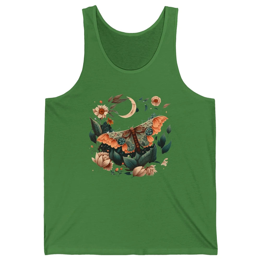 Retro Floral Moth Moon Butterfly Boho Moth Lovers Gift Unisex Jersey Tank