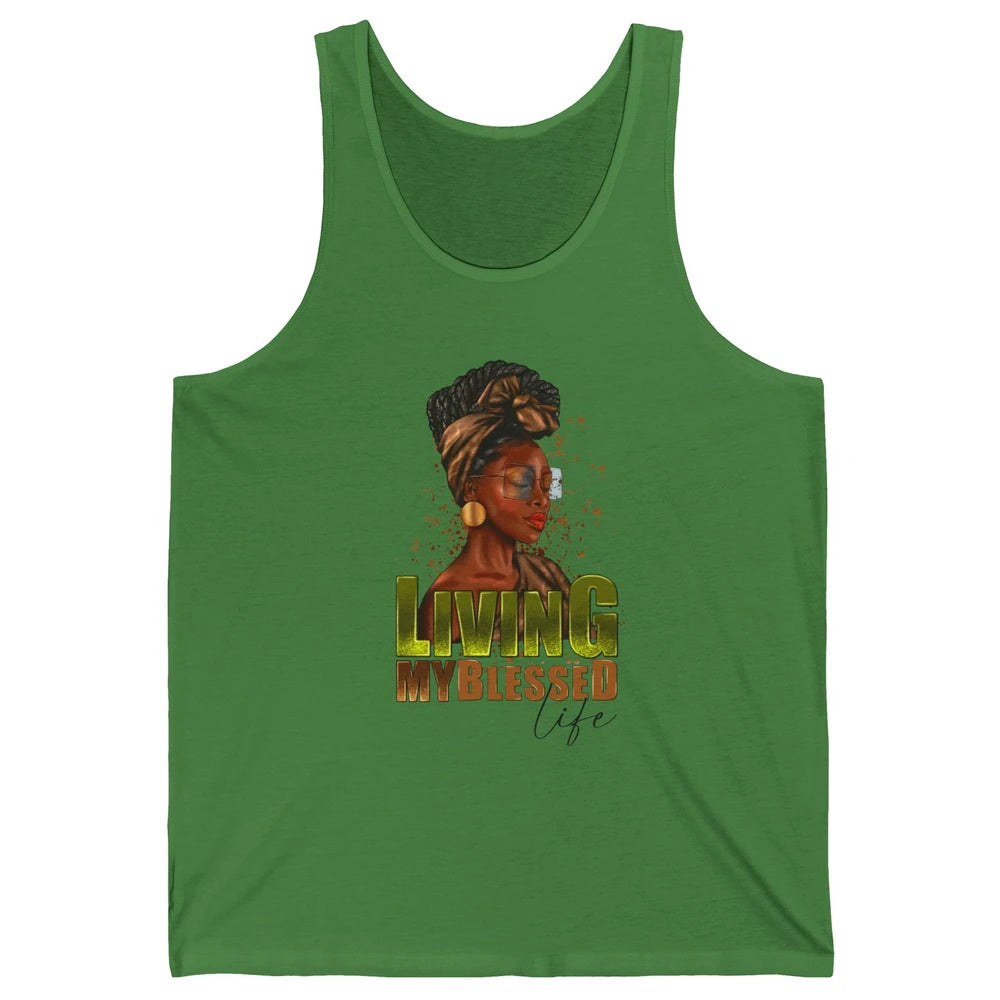 Afro Black Queen Living My Blessed Life Christian Queen Unisex Jersey Tank