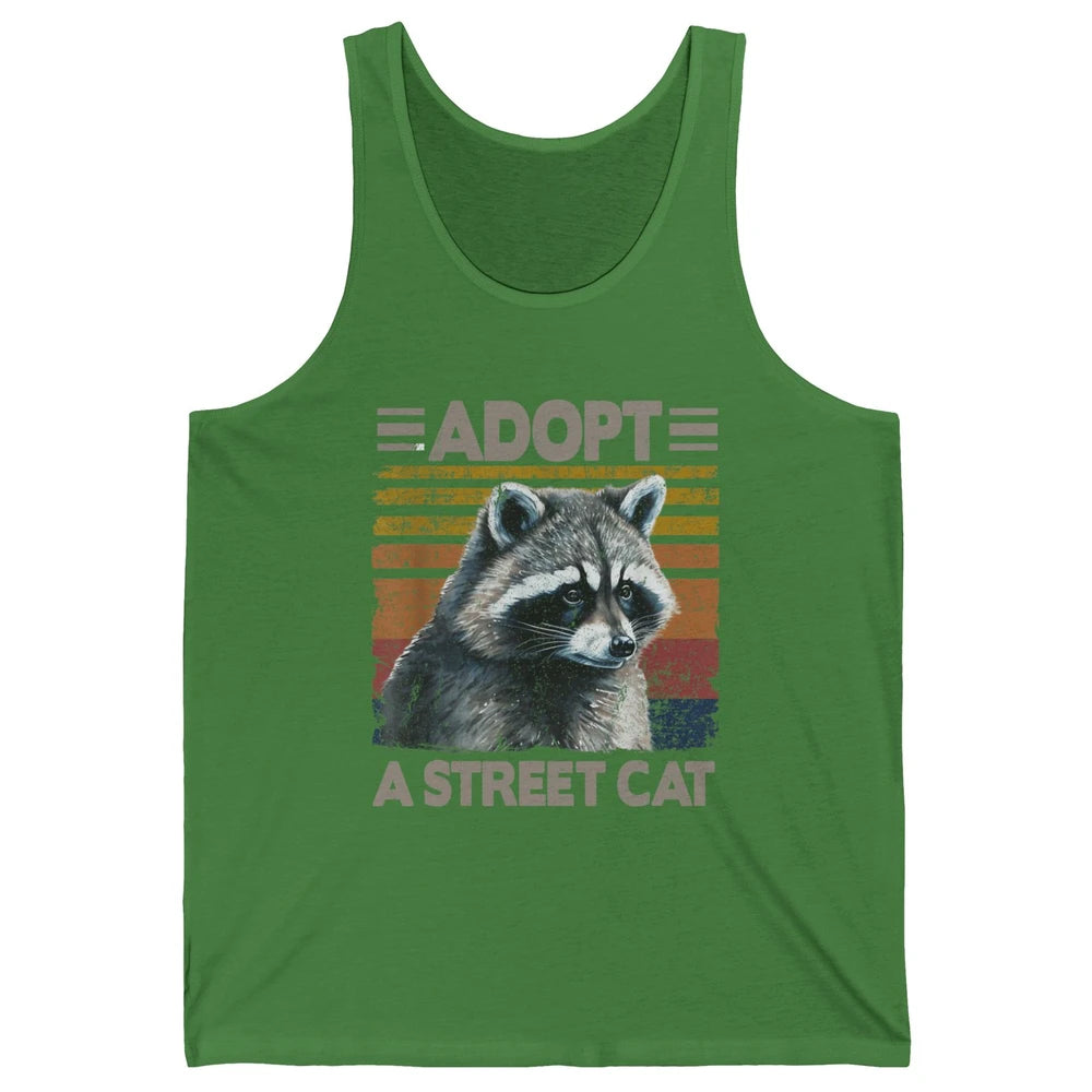 Retro Adopt A Street Cat Raccoon Watercolor Possum Adoption Unisex Jersey Tank