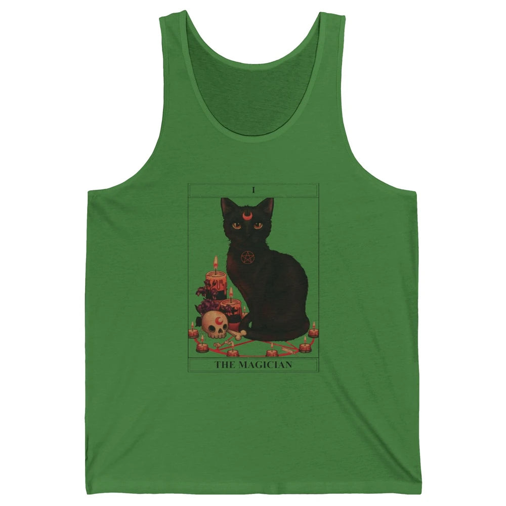 Retro Halloween Gothic Cat The Magician Tarot Witchcraft Unisex Jersey Tank