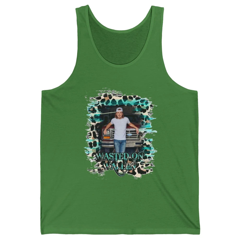 Retro Leopard Wasted On Wallen Turquoise Western Country Unisex Jersey Tank