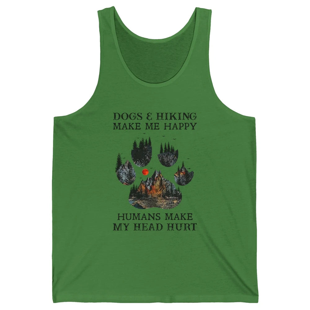 Retro Mountain Dogs & Hiking Make Me Happy Dogs Paws Camping Unisex Jersey Tank