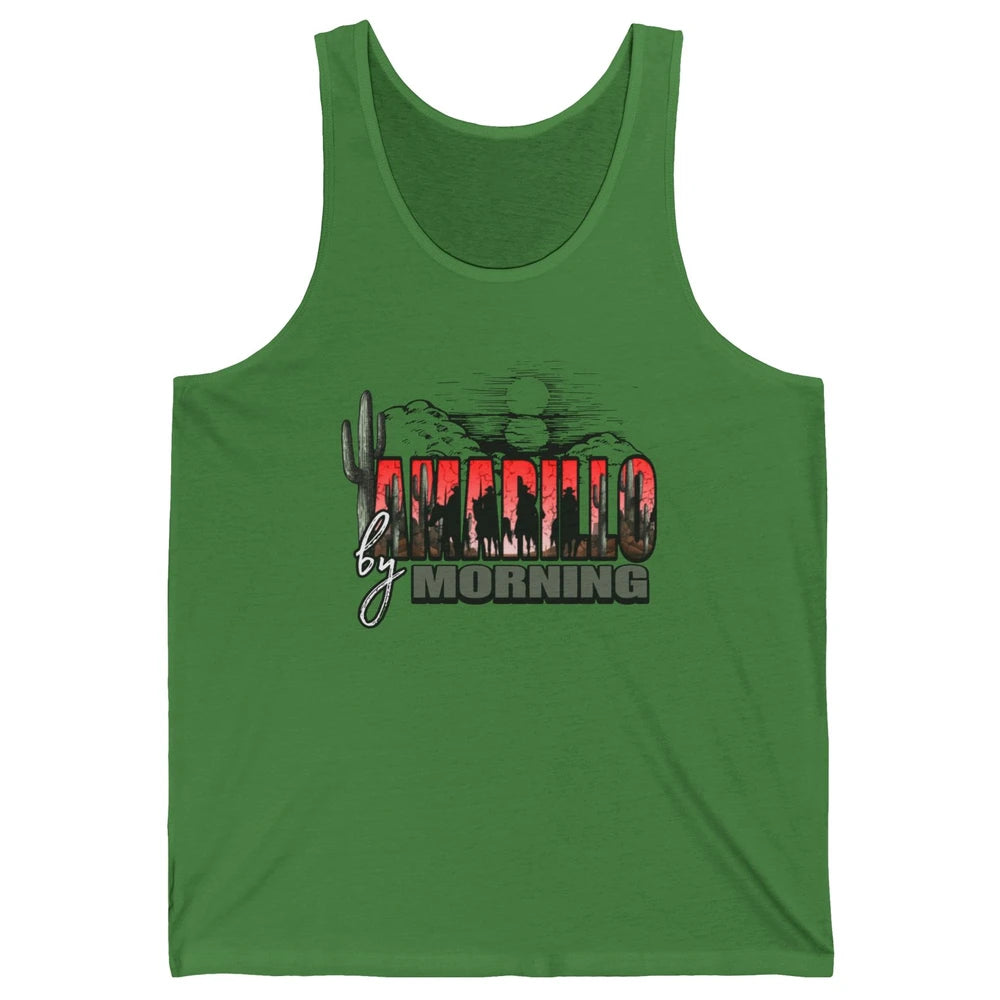 Retro Desert Sunset Amarillo By Morning Western Cowboy Unisex Jersey Tank