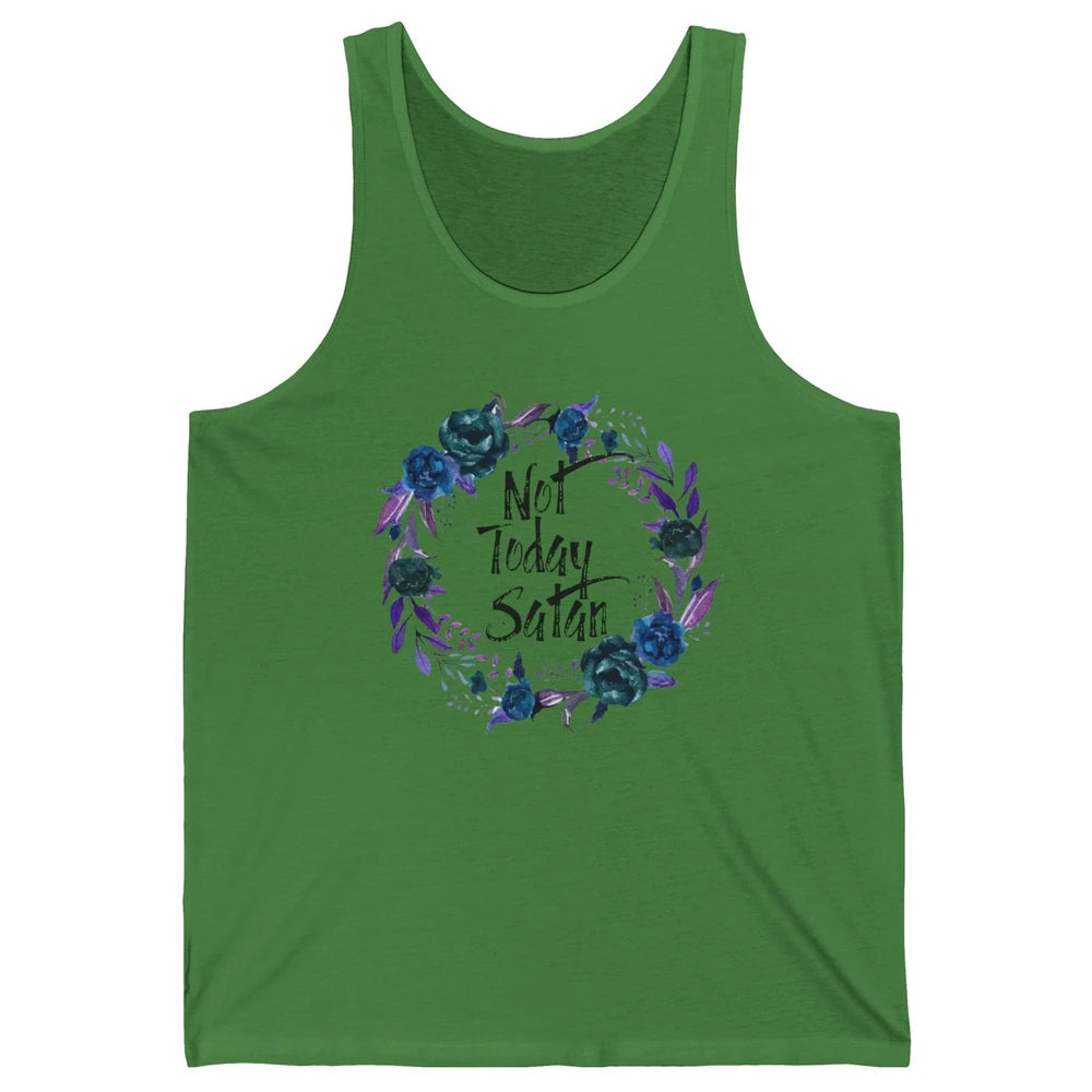 Retro Floral Not Today Satan Jesus Cross Christian Religious Unisex Jersey Tank