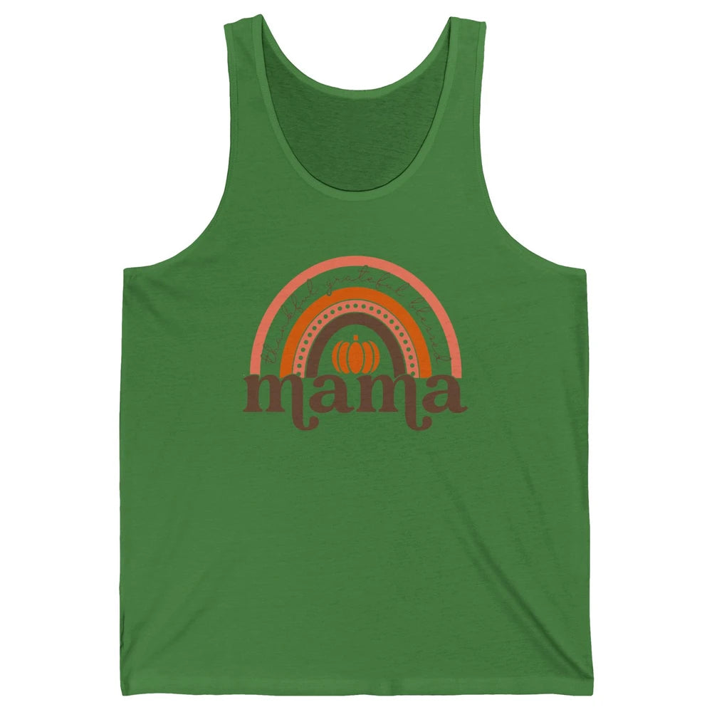 Pumpkin Rainbow Thankful Grateful Blessed Mama Thanksgiving Unisex Jersey Tank