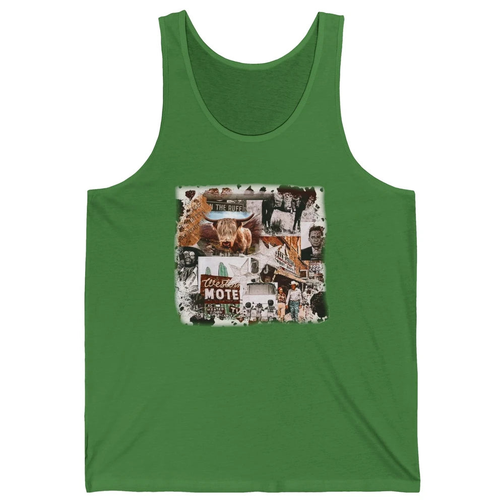 Retro Cowgirl And Cowboy Highland Cow Western Country Symbol Unisex Jersey Tank