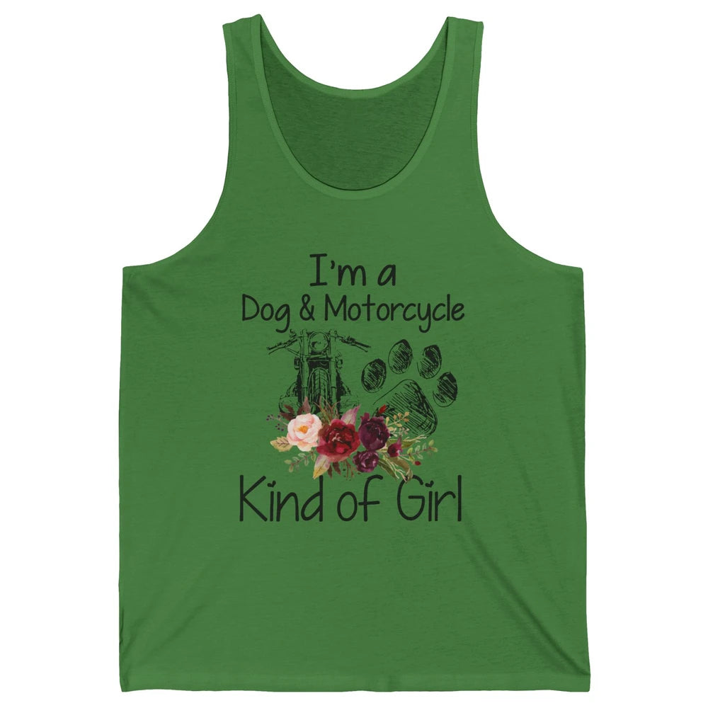 Retro Floral Motorbike I'm Dog Motorcycle Kinda Girl Dog Mom Unisex Jersey Tank