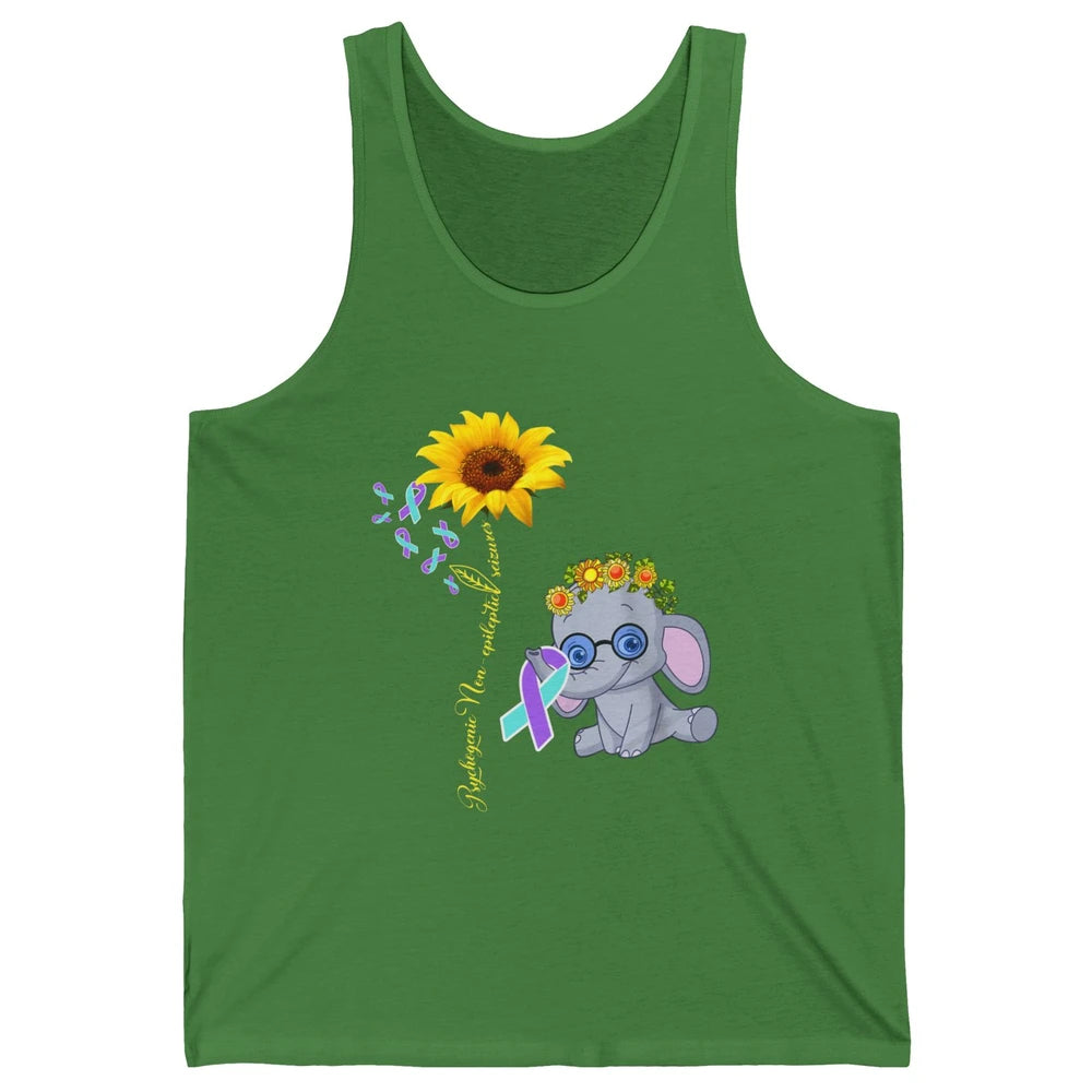PNES Awareness Purple Teal Ribbon Sunflower Baby Elephant Unisex Jersey Tank