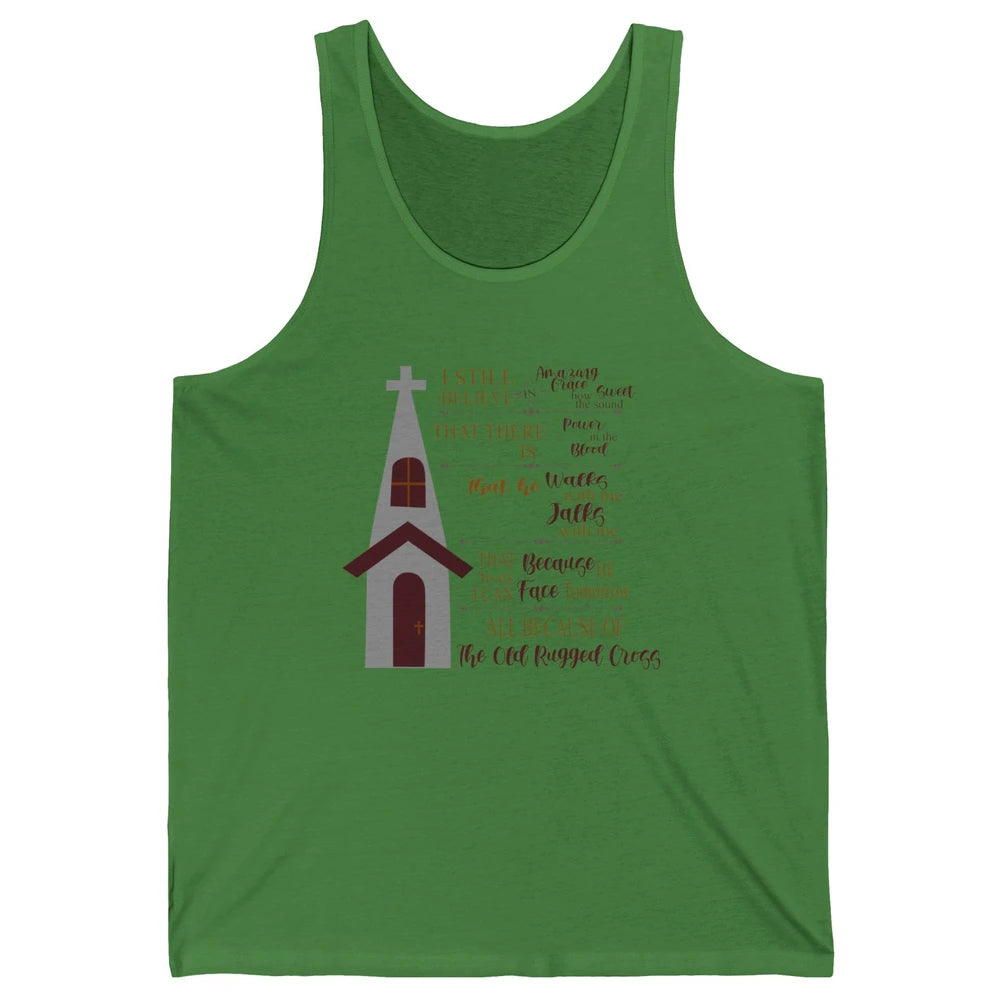 Retro Christian Faith Cross I Still Believe In Amazing Grace Unisex Jersey Tank