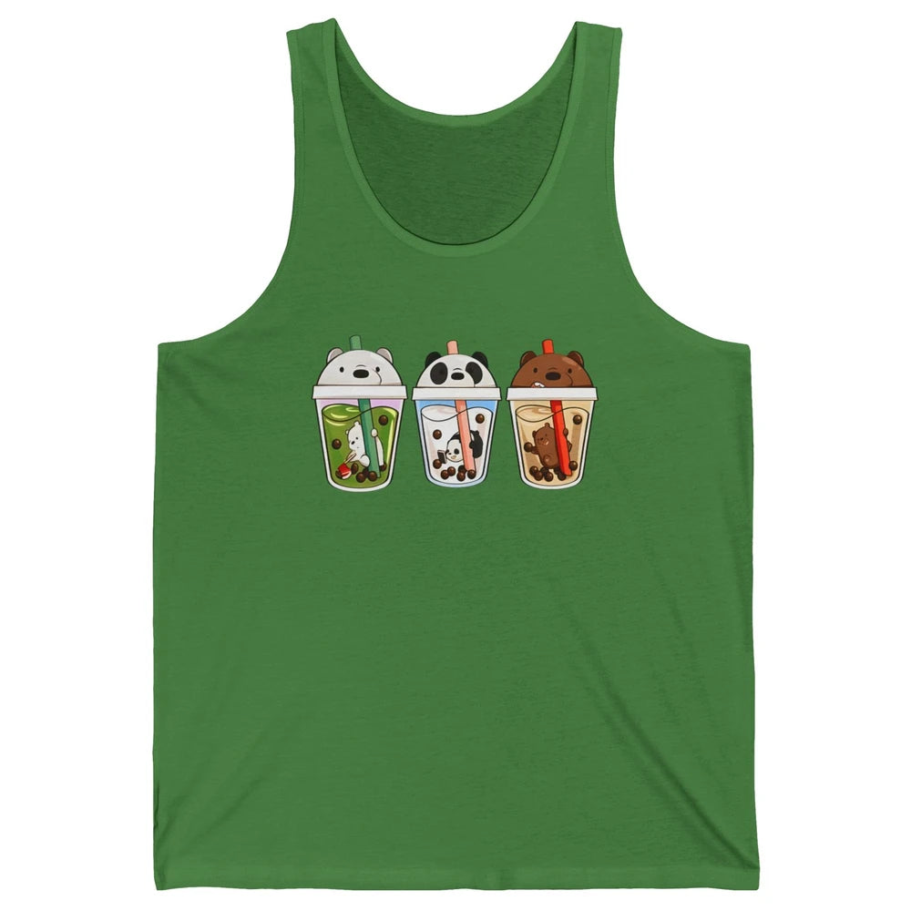 Panda Milk Tea Bears Milk Tea Animal Drinking Boba Lovers Unisex Jersey Tank
