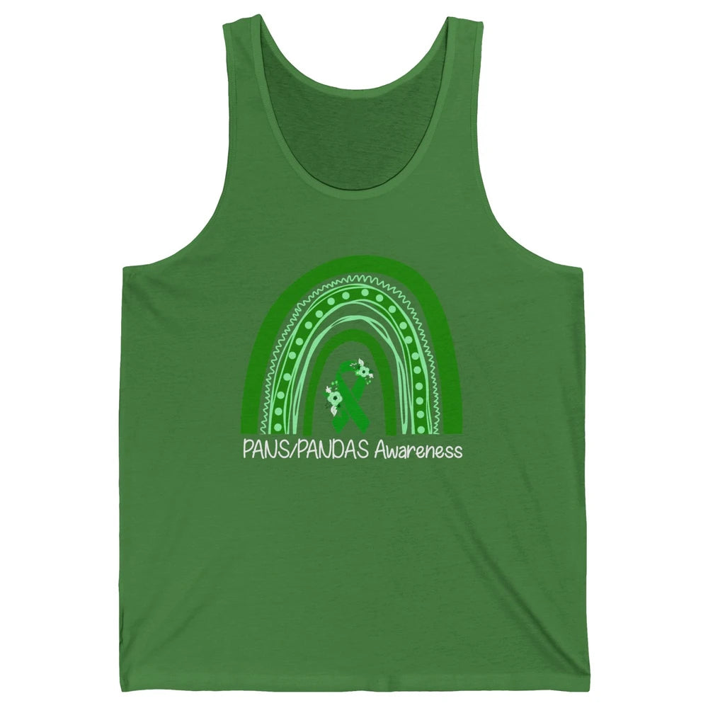PANS/PANDAS Awareness Floral Green Ribbon Rainbow Pans Unisex Jersey Tank