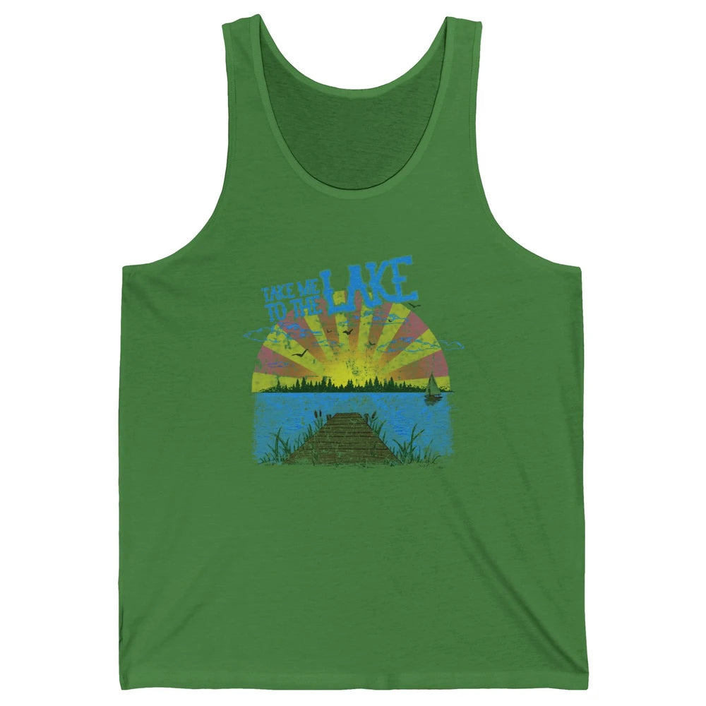 Retro Lake Life Take Me to the Lake Sunrise Summer Gift Unisex Jersey Tank