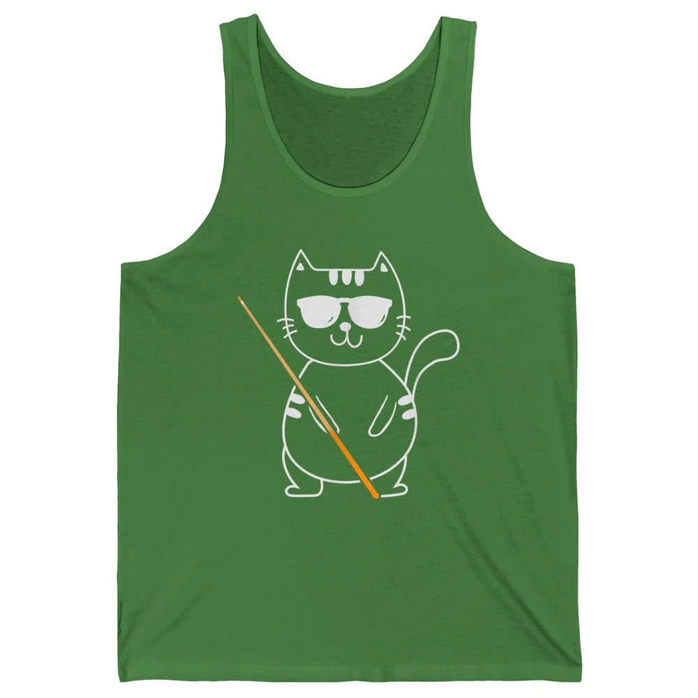 Pool Player Cool Cat Sunglasses Eight Balls Pool Snooker Pun Unisex Jersey Tank