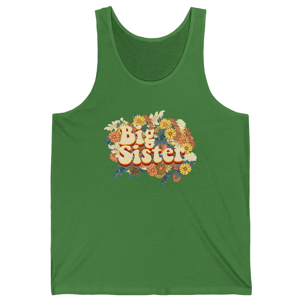 Retro Floral Big Sister Siblings Little Sister Gift Unisex Jersey Tank