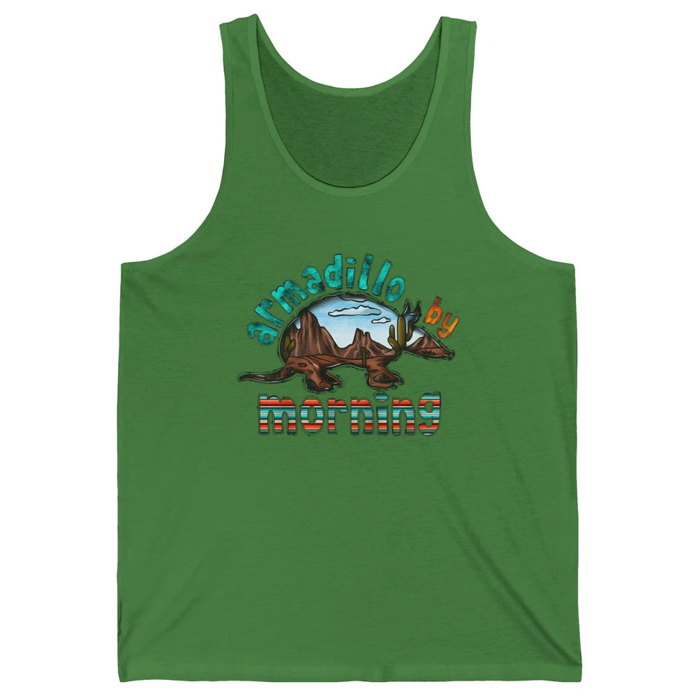Retro Desert Sunset Armadillo By Morning Western Country Unisex Jersey Tank