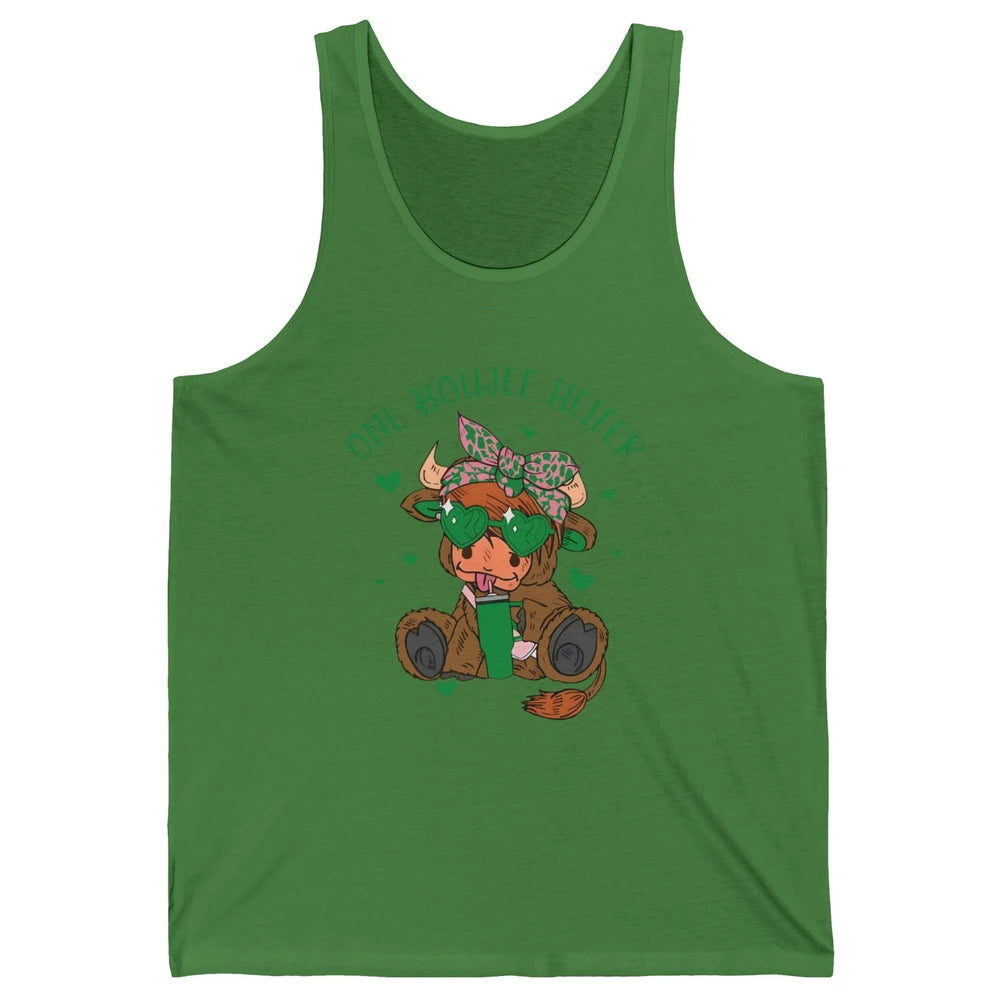 St Patricks Highland Cow One Boujee Heifer Shamrock St Paddy Unisex Jersey Tank