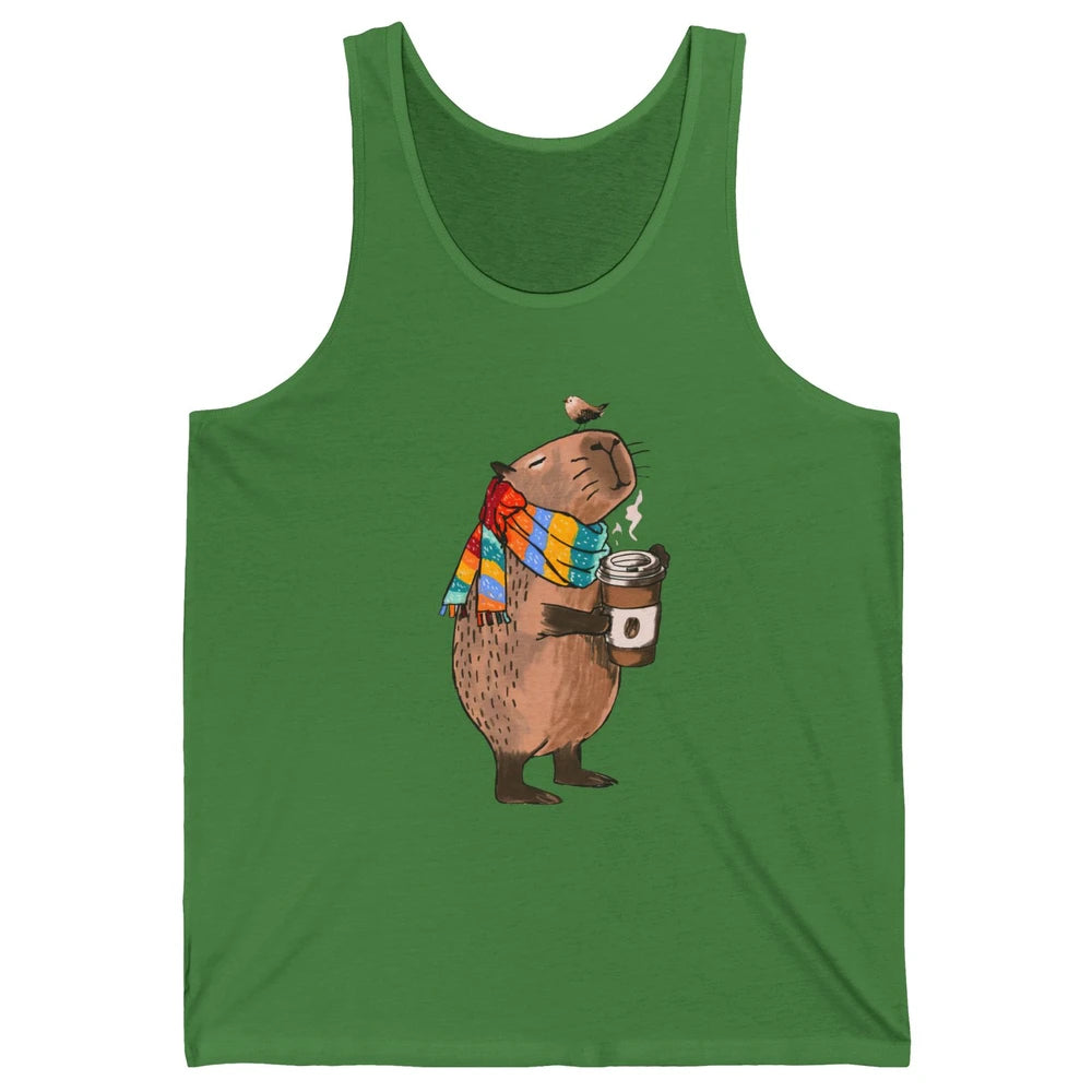 Retro Capybara Drinking Coffee Animal Stuffed Capybara Lover Unisex Jersey Tank