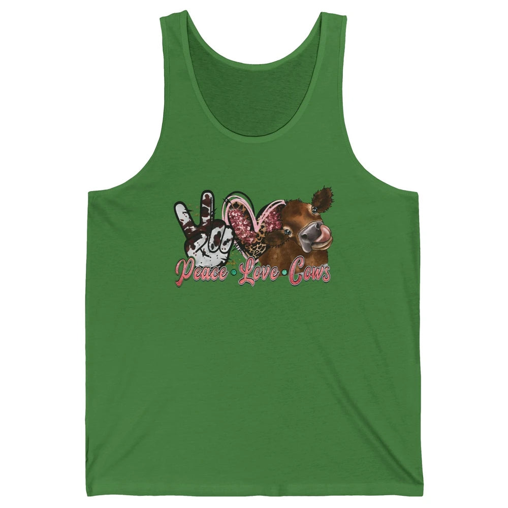 Peace Love Cows Farm Animals Western Cowhide Cow Lovers Gift Unisex Jersey Tank
